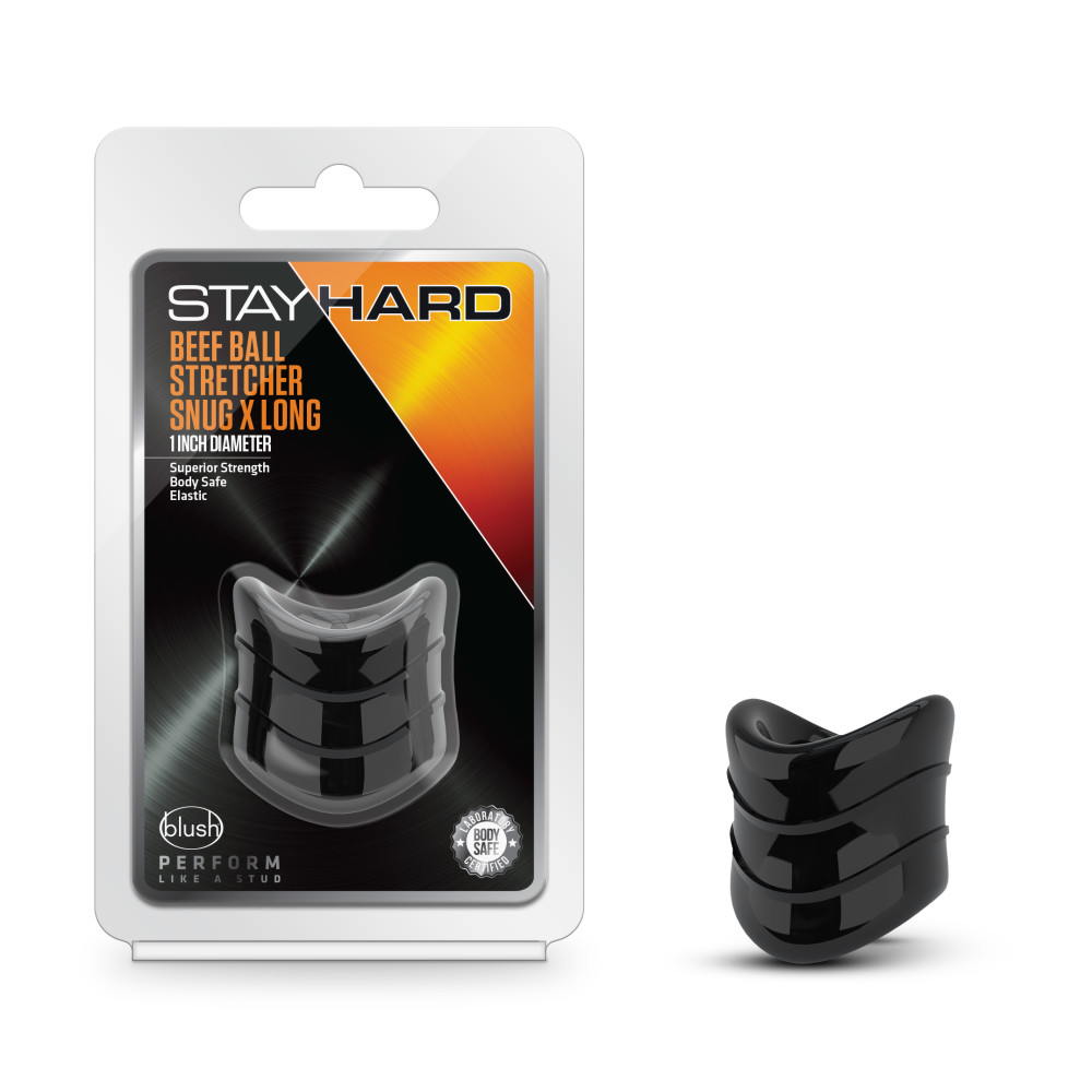 x8rOkDze0irErRyTVaH2Ivo9Lxo2xR0B Stay Hard - Beef Ball Stretcher Snug X Long - 1 Inch Diameter - Black - Image 1