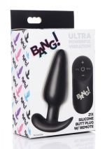 21x Silicone Butt Plug With Remote - Black