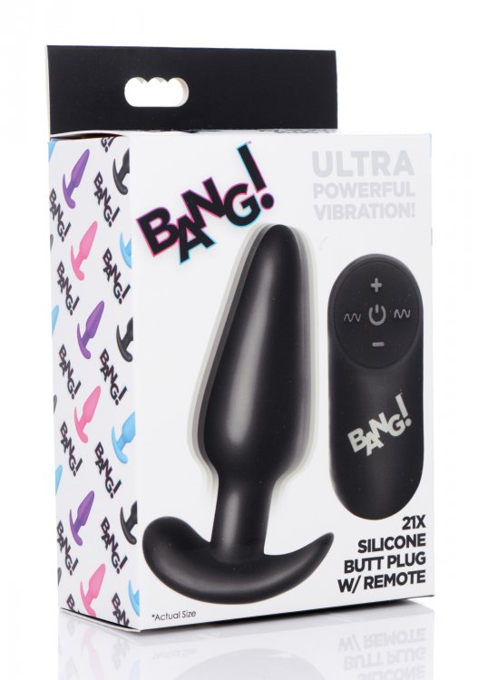 xMDxlkksmUPFTpqJckSuWkTDXD0TK7Wf 21x Silicone Butt Plug With Remote - Black - Image 1