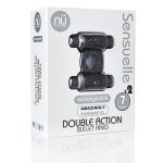 Sensuelle 7 Function Rechargeable Double Action Bullet Ring - Black