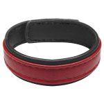 Leather and Velcro Cock Ring - Red - Image 3