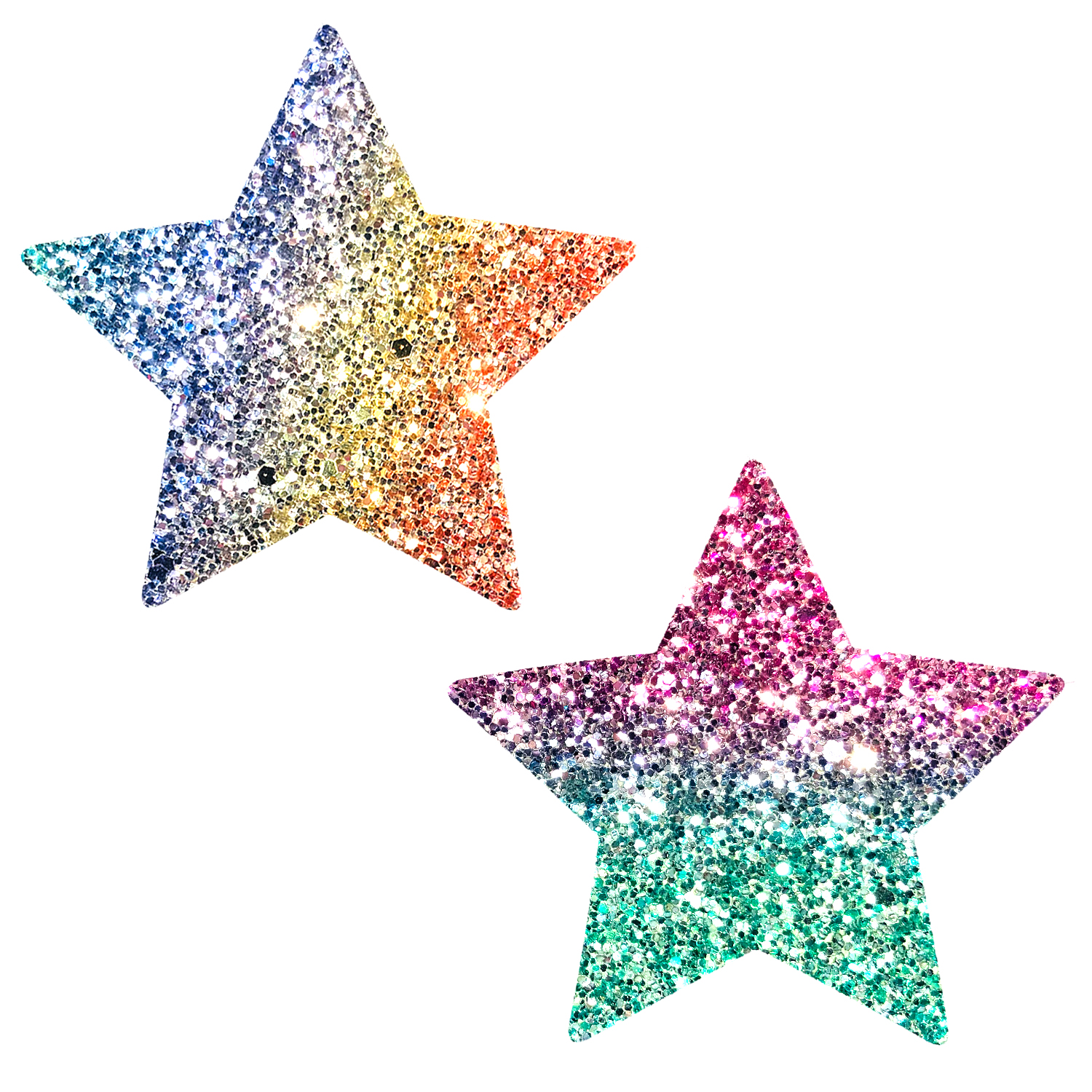 xxGzgj1FJGOn9DdWS4gASH9t7aO1mU8u Super Sparkle Rock Kandi Chunky Rainbow Glitter Starry Nights Nipztix Pasties - Image 1