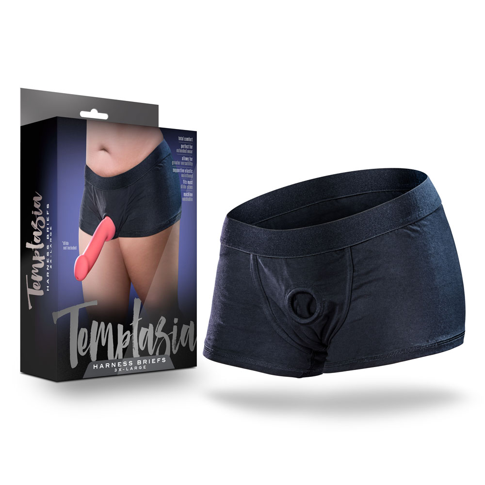 www.blushnovelties.com Temptasia - Harness Briefs - 3xl - Black - Image 1