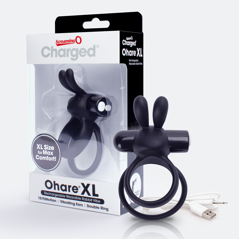 y0yNWwUioN0hKin1Cbspy6RasPOzY0NU Charged Ohare XL Wearable Rabbit Vibe - Black - 6 Count Box - Image 1