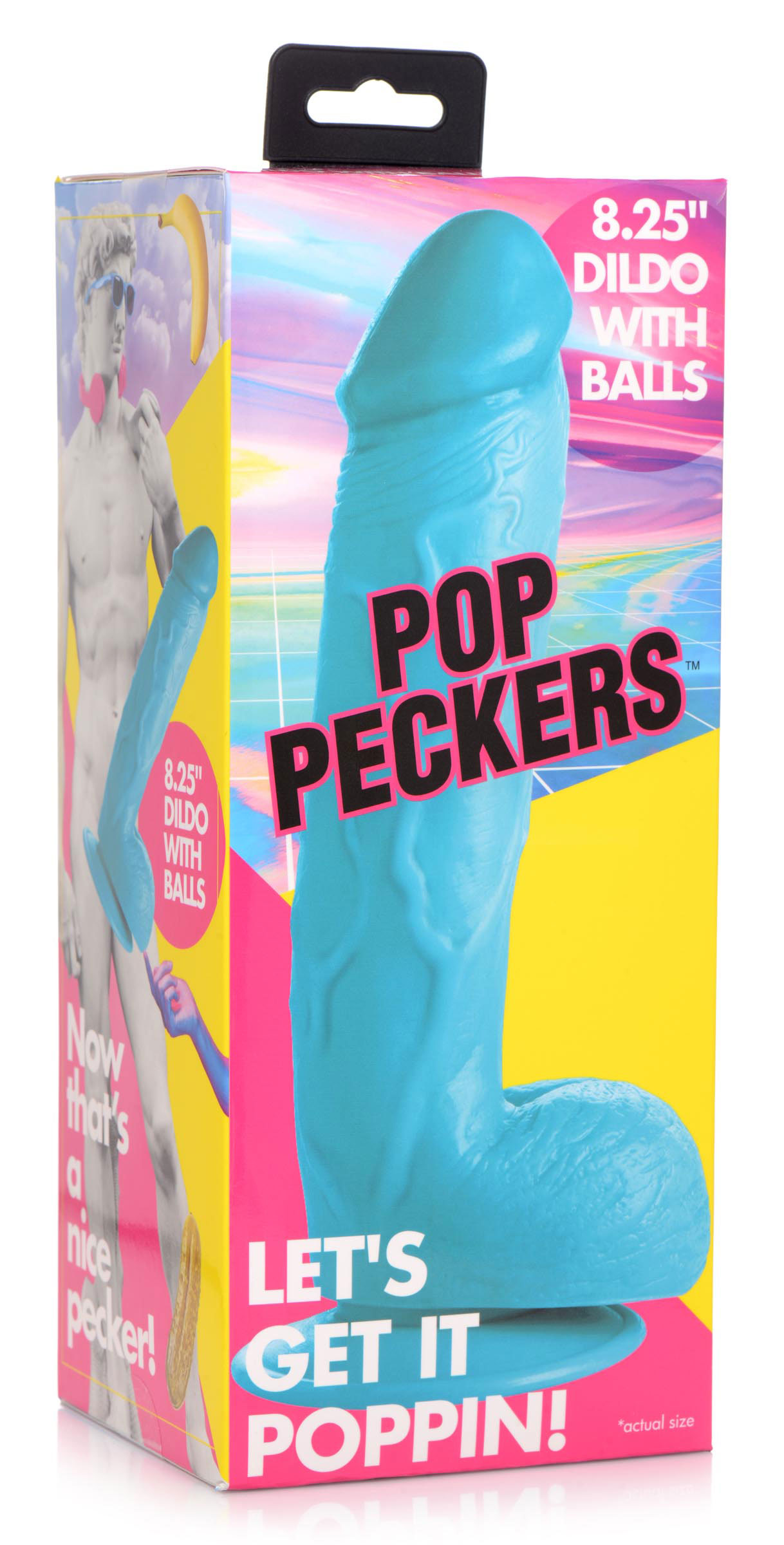 yD5G3abIyA3oj3hRybiKBh76Sr0SHemy Pop Pecker 8.25 Inch Dildo With Balls - Blue - Image 1