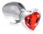 Red Heart Gem Glass Anal Plug - Medium - Image 2