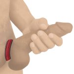 Leather and Velcro Cock Ring - Red - Image 2