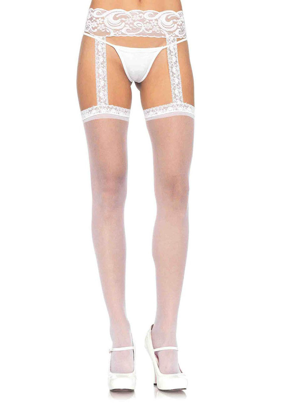 ypGg0upR5N3WgF1vnQhI9GKkWSy1qUJU Sheer Thigh Highs - One Size - White - Image 1