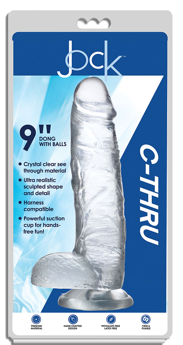 z01wTYiCGX4vprksvXNcRwUXixqhQun1 Jock C-Thru 9 Inch Dong With Balls - Clear - Image 1