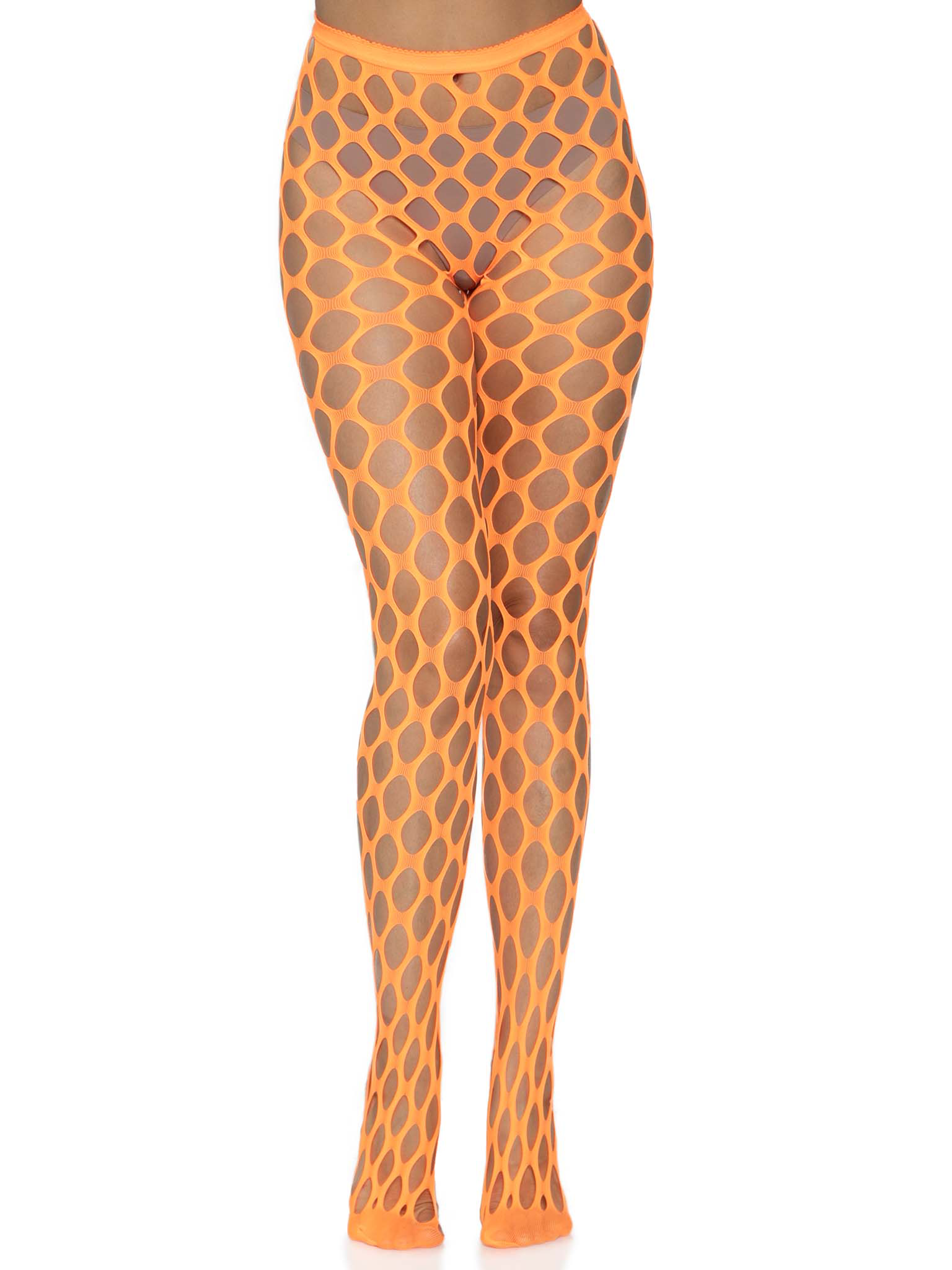 zKcFycXqDkPDSUFzal5A4wXu4Sl53Cb1 Jumbo Pothole Net Tights - Neon Orange - One Size - Image 1