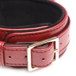 6 Piece Burgundy Bondage Set Burgundy Cuffs, Collar and Leash - Image 2