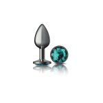 Teal Round Gem Gunmetal Metal Plug - Sm - Image 4