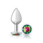 Rainbow Round Gem Silver Metal Plug - Md - Image 3