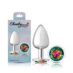 Rainbow Round Gem Silver Metal Plug - Lg - Image 8