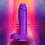 Neo Elite - 10 Inch Silicone Dual Density Cock with Balls - Neon Purple - Image 3