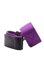 Reversible Ankle Cuffs Premium Bonded Leather and Neoprene - Purple - Image 5