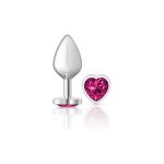 Bright Pink Heart Gem Silver Metal Plug - Md - Image 5